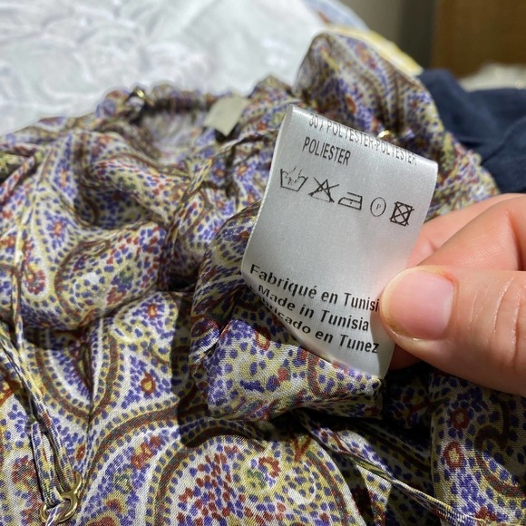 Sandro Women Paisley Ruffle Mini Dress Sleeveless Scoop Neck Purple Black Size 2 - Picture 11 of 14